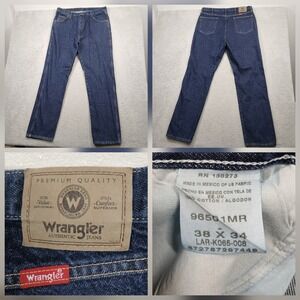 Wrangler Authentic Jeans Men's Relaxed Fit 38x34 Blue Denim
